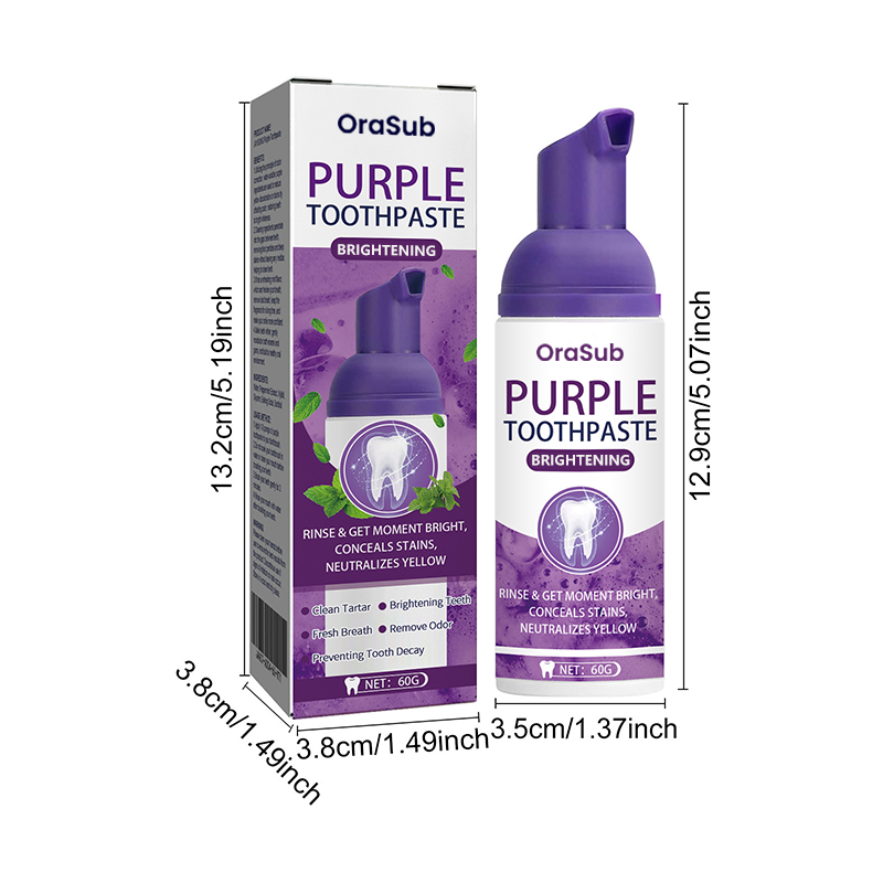 orabus™ Purple Whitening Toothpaste | With just one brushing, effortlessly neutralize yellow teeth and reveal a bright, white smile.