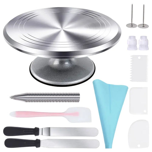 ✨UTEN 12-Inch 360° Rotating Aluminum Cake Turntable Decorating Kit