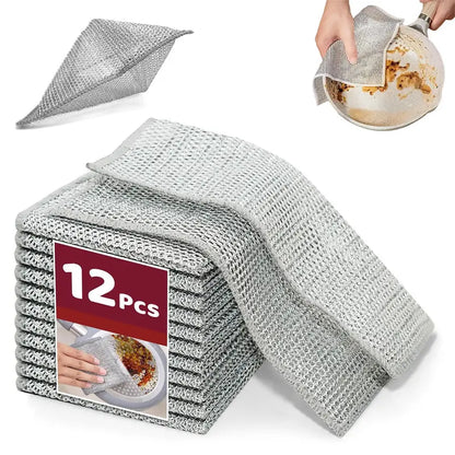 🔥12-Pack Double-Layer Metal Mesh Dish Cloths