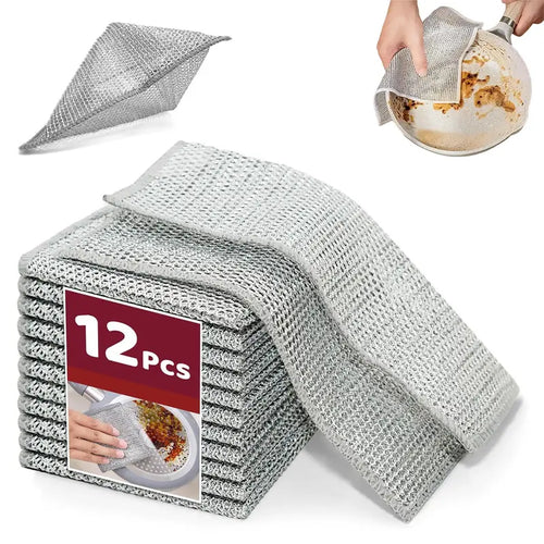 🔥12-Pack Double-Layer Metal Mesh Dish Cloths