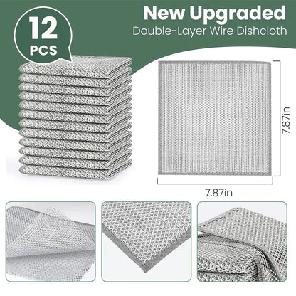 🔥12-Pack Double-Layer Metal Mesh Dish Cloths
