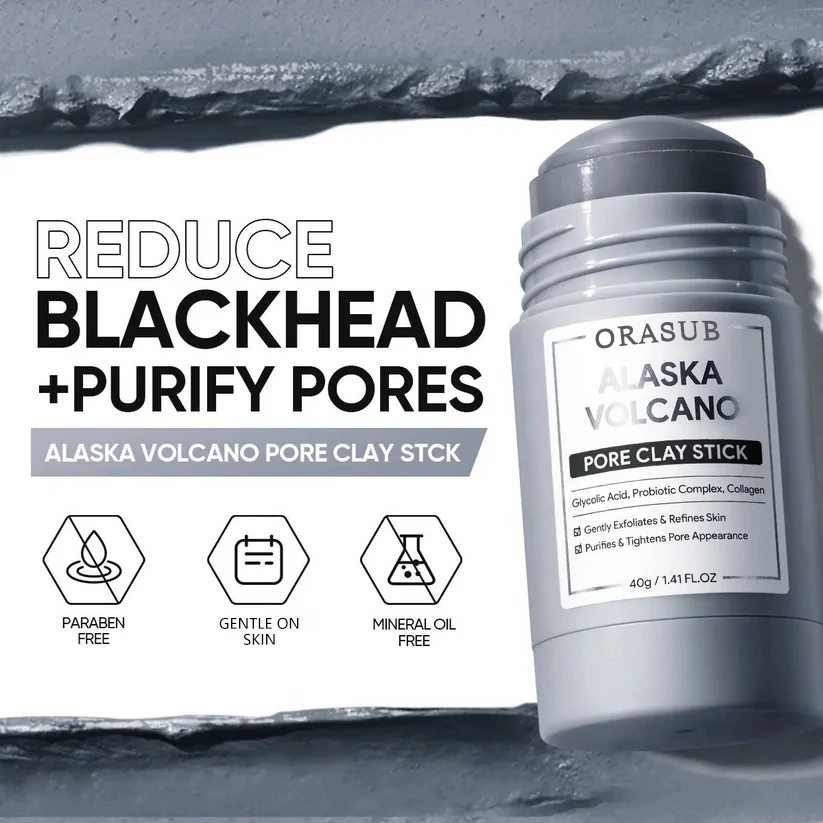 🔥 Last day! 60% ORASUB Alaska Volcano Pore Clay Stick Cleansing Blackhead Remover Face Mask Stick