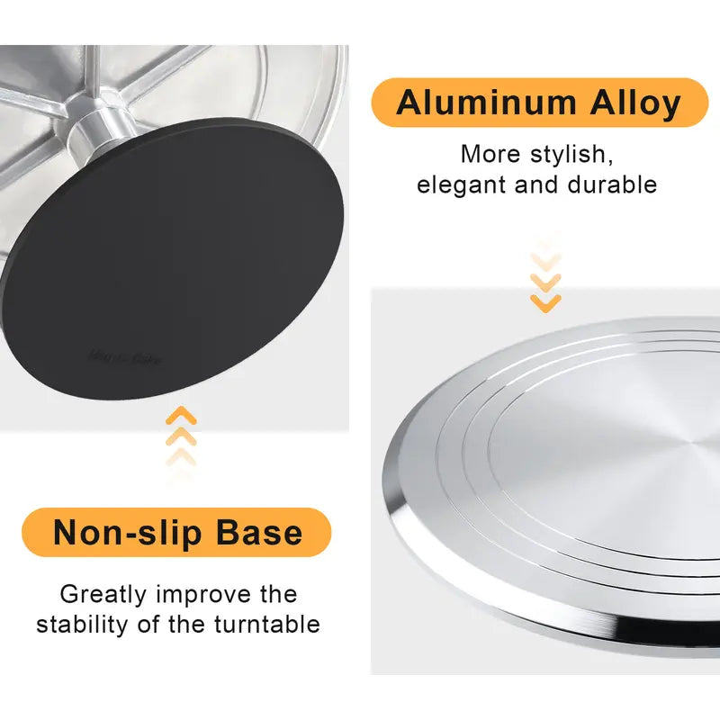 ✨UTEN 12-Inch 360° Rotating Aluminum Cake Turntable Decorating Kit