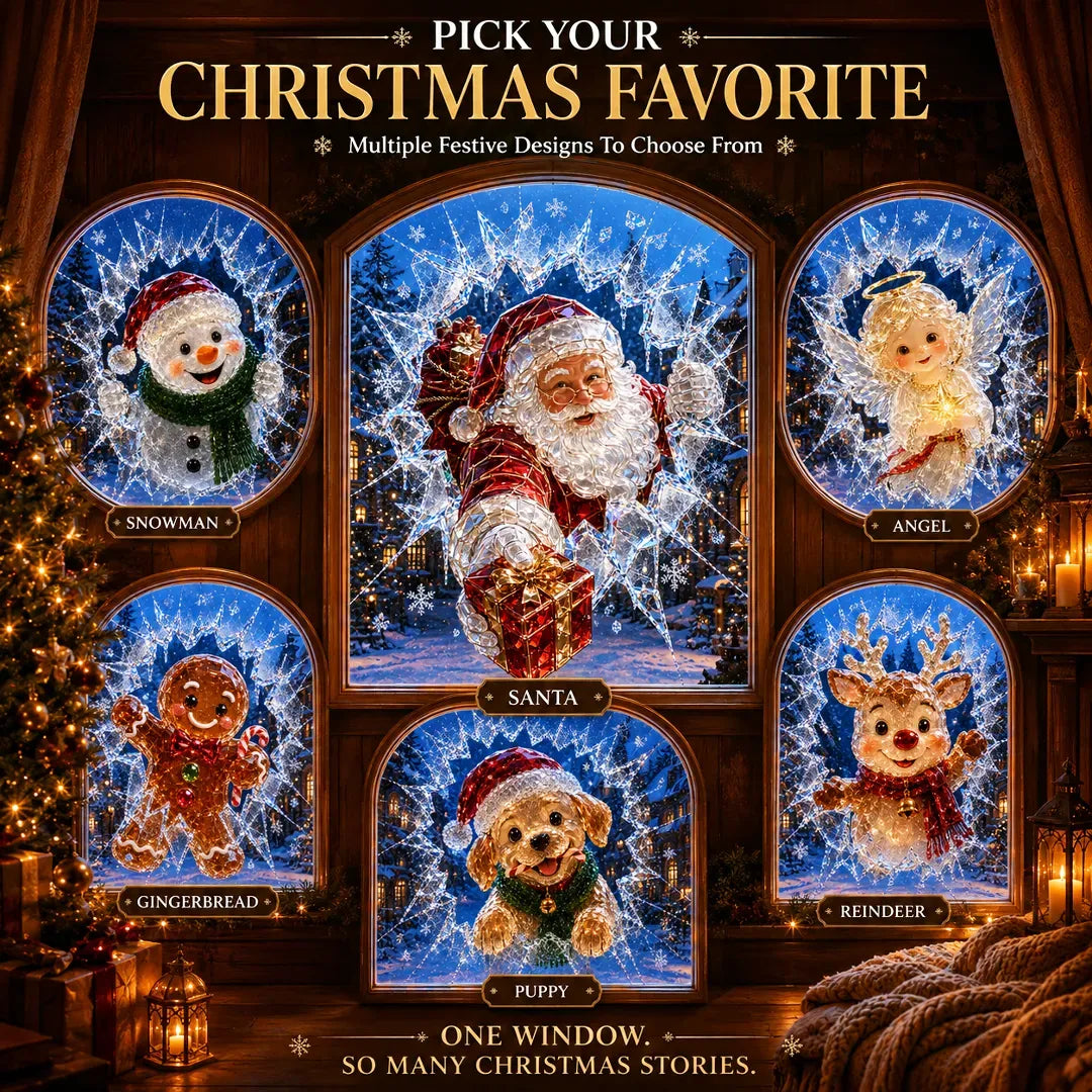 🎄 ✨Limited-Time Christmas Window Decals — 3D Shattered-Glass Effect