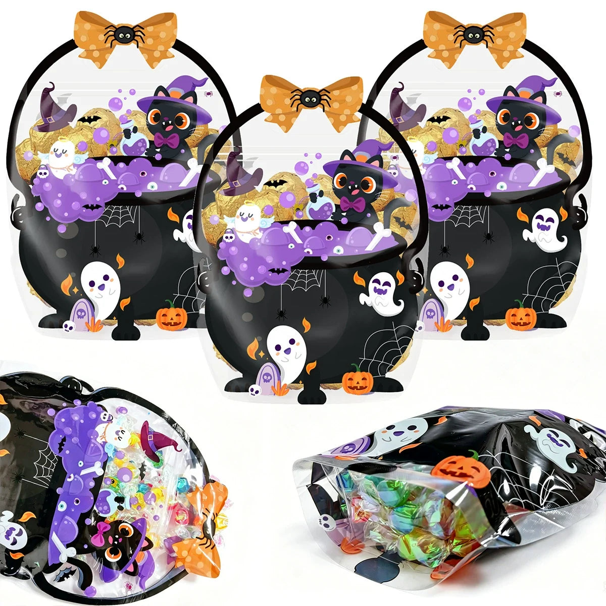 📢📢40% OFF !! ⏰Halloween Transparent Pumpkin Favor Bags