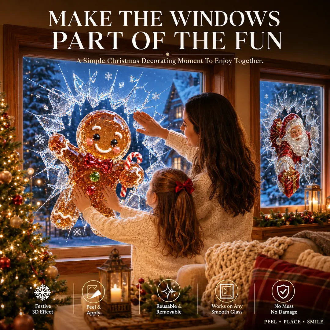 🎄 ✨Limited-Time Christmas Window Decals — 3D Shattered-Glass Effect