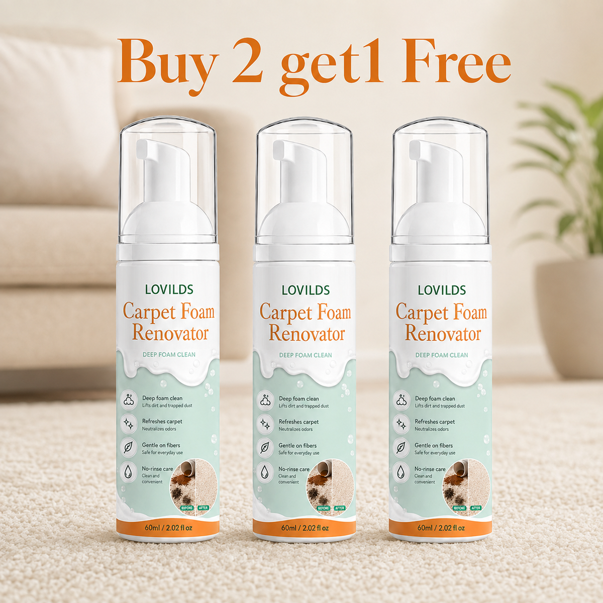 ✨ Instant Waterless Cleaning Foam for Carpet & Fabric 🧼